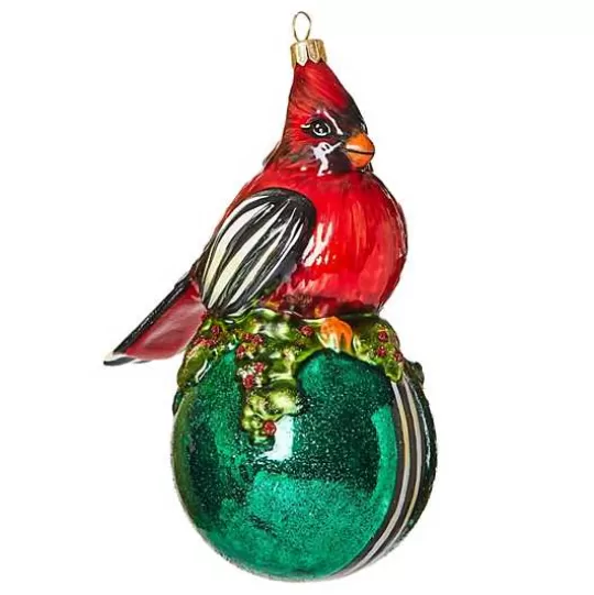 Cheap MacKenzie-Childs Cozy Cardinal On Ball Glass Ornament