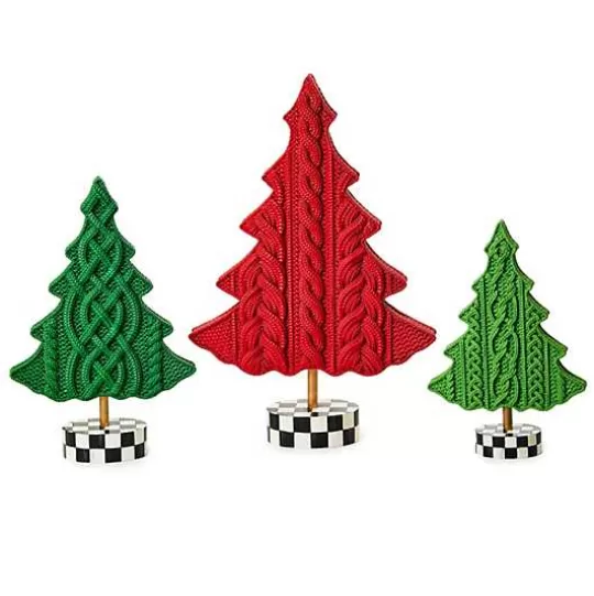 Store MacKenzie-Childs Cozy Christmas Cable Knit Trees, Set of 3