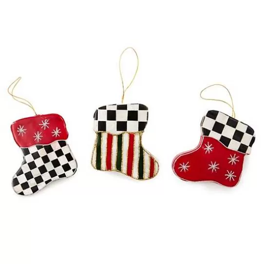 Online MacKenzie-Childs Cozy Christmas Capiz Stocking Ornaments, Set of 3