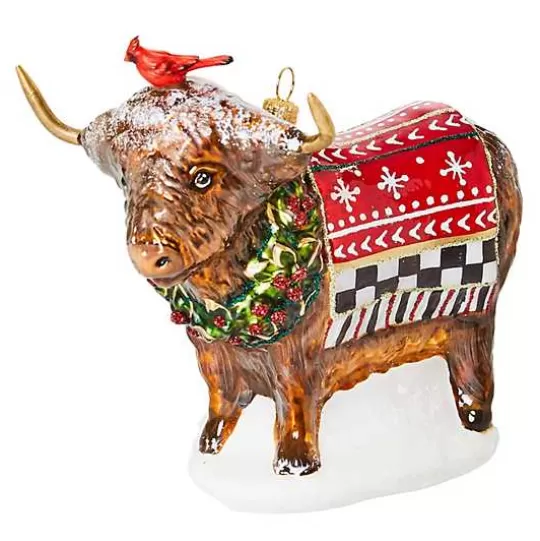 Online MacKenzie-Childs Cozy Christmas Highland Cow Glass Ornament