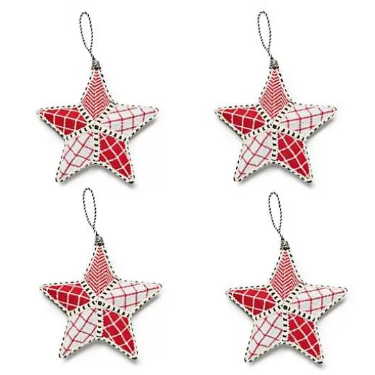 Best MacKenzie-Childs Cozy Christmas Patchwork Star Ornaments, Set of 4