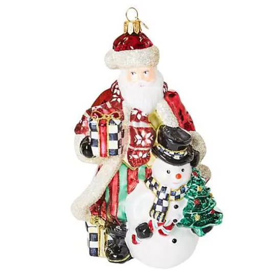 Flash Sale MacKenzie-Childs Cozy Christmas Santa and Snowman Glass Ornament