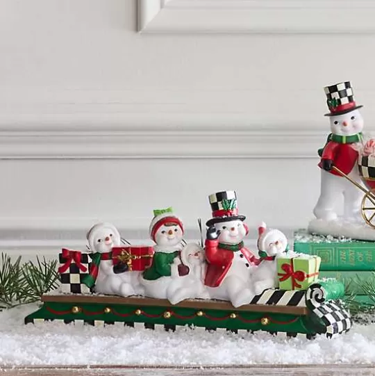 Flash Sale MacKenzie-Childs Cozy Christmas Snowmen Family Sledding Figurine