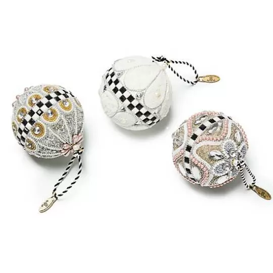 New MacKenzie-Childs Crystal Palace Beaded Ball Ornaments, Set of 3