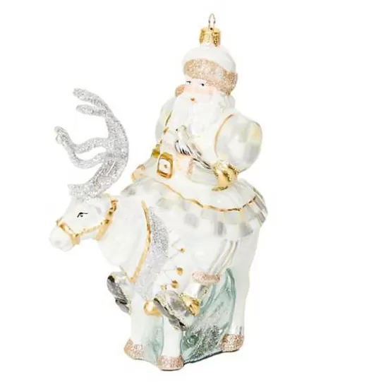 Hot MacKenzie-Childs Crystal Palace Santa on Reindeer Glass Ornament