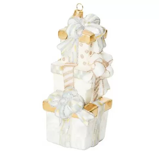 Cheap MacKenzie-Childs Crystal Palace Stacked Gifts Glass Ornament