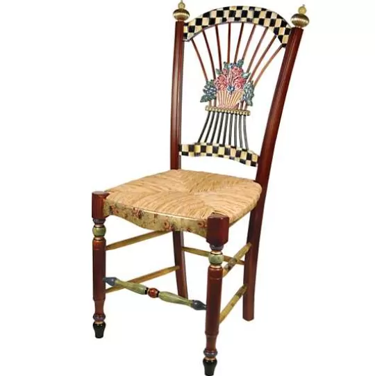 Best MacKenzie-Childs Dark Flower Basket Side Chair