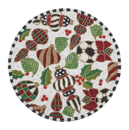 Cheap MacKenzie-Childs Deck the Halls White Beaded Placemat