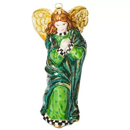 Shop MacKenzie-Childs Emerald Luxe Angel Glass Ornament