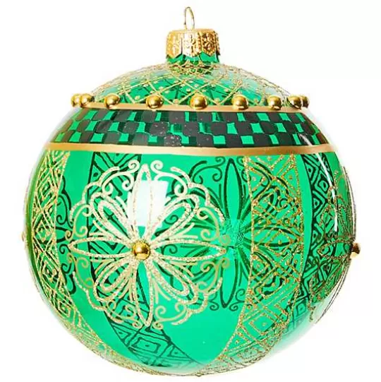 Discount MacKenzie-Childs Emerald Luxe Ball Glass Ornament