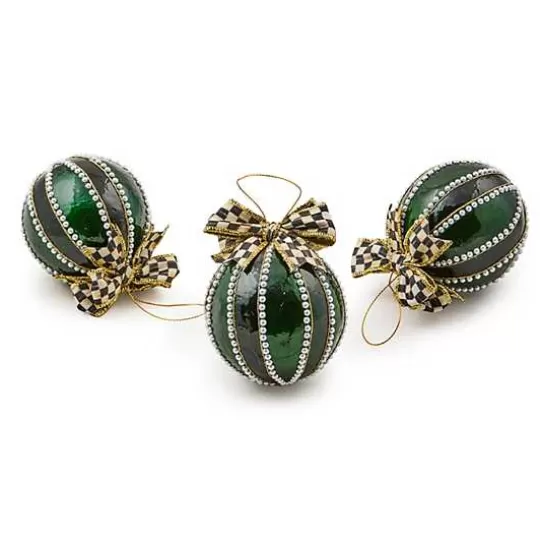 Hot MacKenzie-Childs Emerald Luxe Capiz Pearl Ball Ornaments, Set of 3