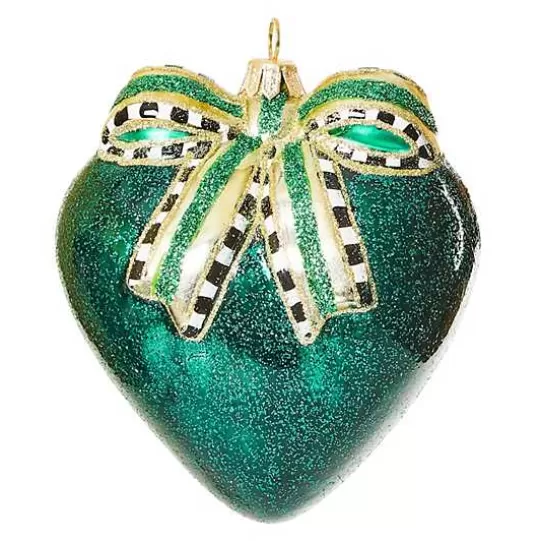 Cheap MacKenzie-Childs Emerald Luxe Heart Glass Ornament