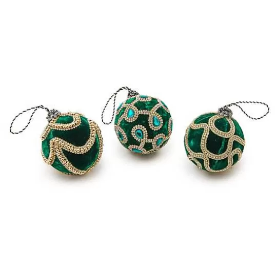 Shop MacKenzie-Childs Emerald Luxe Jeweled Ball Ornaments, Set of 3