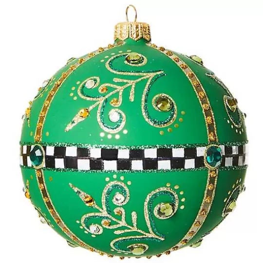 Cheap MacKenzie-Childs Emerald Luxe Matte Ball Glass Ornament