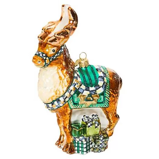 Clearance MacKenzie-Childs Emerald Luxe Reindeer Glass Ornament