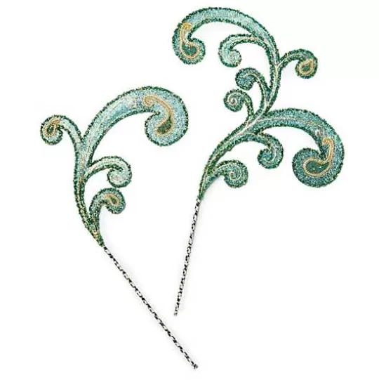 Online MacKenzie-Childs Emerald Luxe Scroll Picks, Set of 2