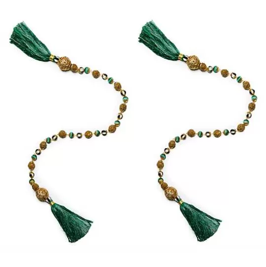 Cheap MacKenzie-Childs Emerald Luxe Swag Tassels, Set of 2