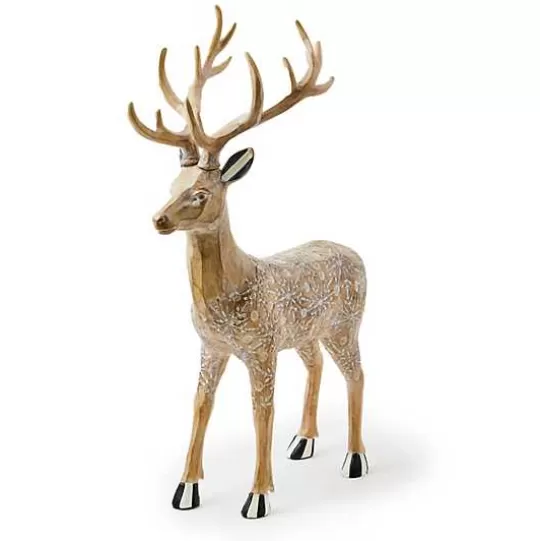 Hot MacKenzie-Childs Farmhouse Holiday Standing Block Print Deer Figurine