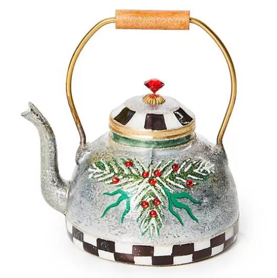 Clearance MacKenzie-Childs Farmhouse Holiday Tea Kettle Glass Ornament