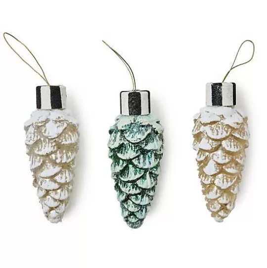 Fashion MacKenzie-Childs Farmhouse Pinecone Glass Ornaments, Set of 3