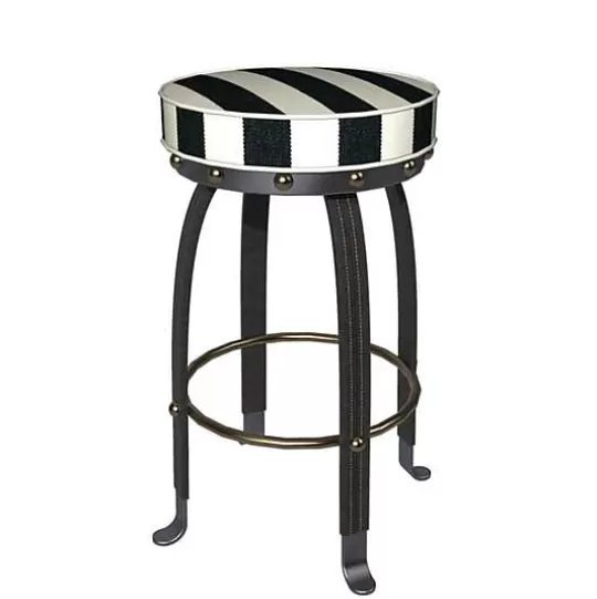 Flash Sale MacKenzie-Childs Flatiron Black Stripe Bar Stool