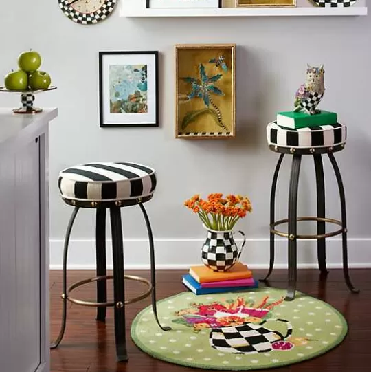 Flash Sale MacKenzie-Childs Flatiron Black Stripe Bar Stool