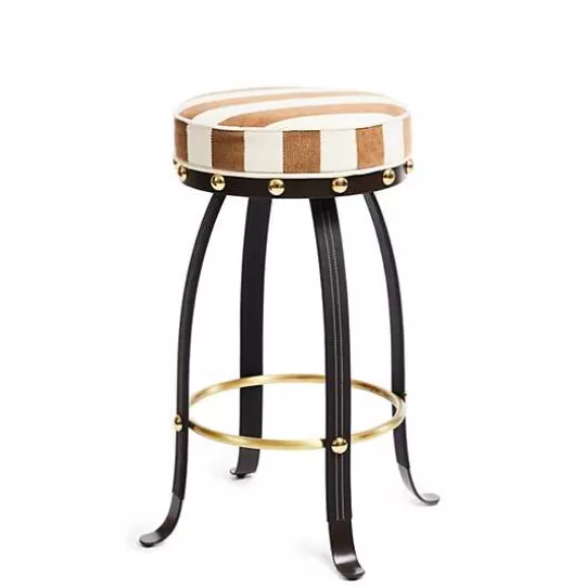 Cheap MacKenzie-Childs Flatiron Brown Stripe Bar Stool