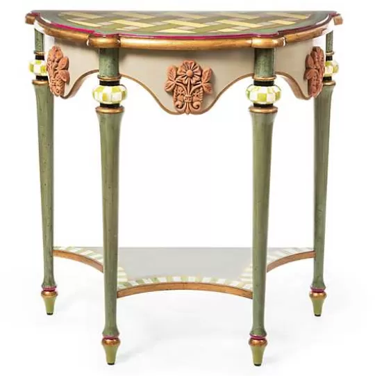 New MacKenzie-Childs Fleur De Leaf Demilune Console Table