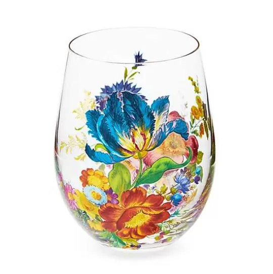 Cheap MacKenzie-Childs Flower Market Stemless Wine Glass, Set of 4