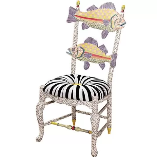 Shop MacKenzie-Childs Freckle Fish Chair - Black  White Seat