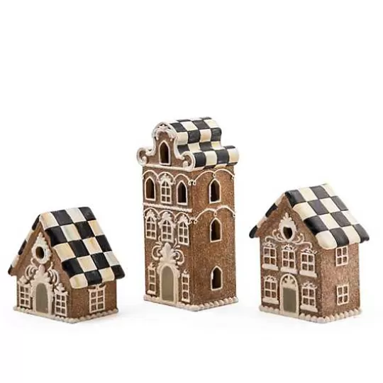 Hot MacKenzie-Childs Gingerbread Illuminated Mini Houses, Set of 3