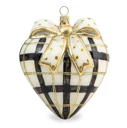 Clearance MacKenzie-Childs Glam Up Plaid Heart Glass Ornament