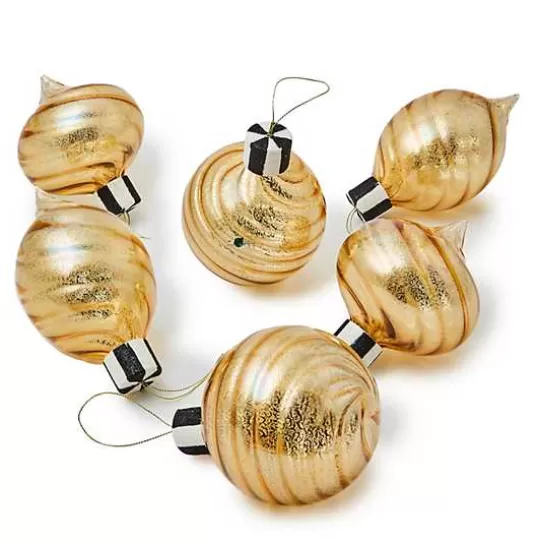 Discount MacKenzie-Childs Gold Mercury Glass Assorted Ornaments, Set of 6