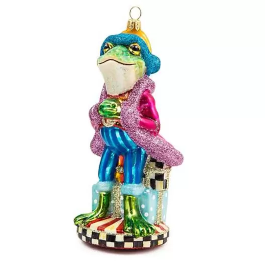 Hot MacKenzie-Childs Granny Kitsch Frog Glass Ornament