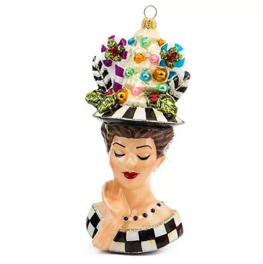 Fashion MacKenzie-Childs Granny Kitsch Lady Portrait Glass Ornament