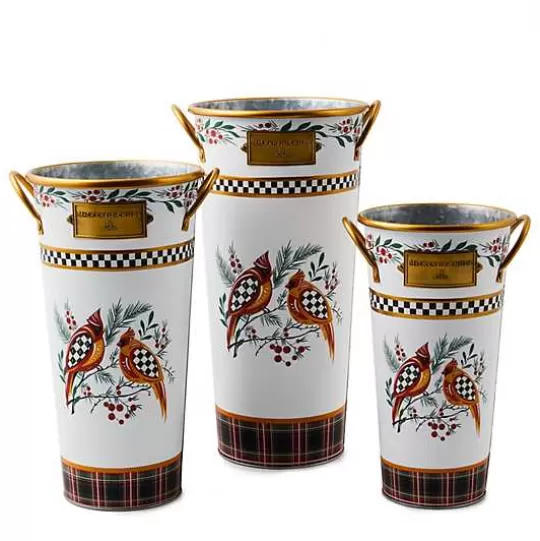 Online MacKenzie-Childs Holiday Cardinal Metal Flower Buckets, Set of 3