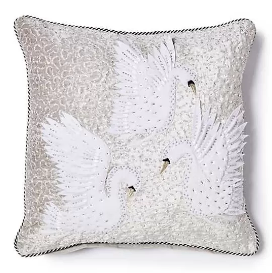 Hot MacKenzie-Childs Holiday Swan Throw Pillow