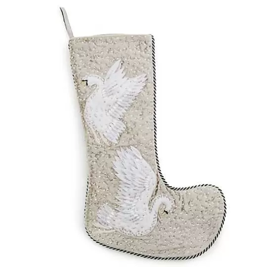 Discount MacKenzie-Childs Holiday Swan Velvet Stocking