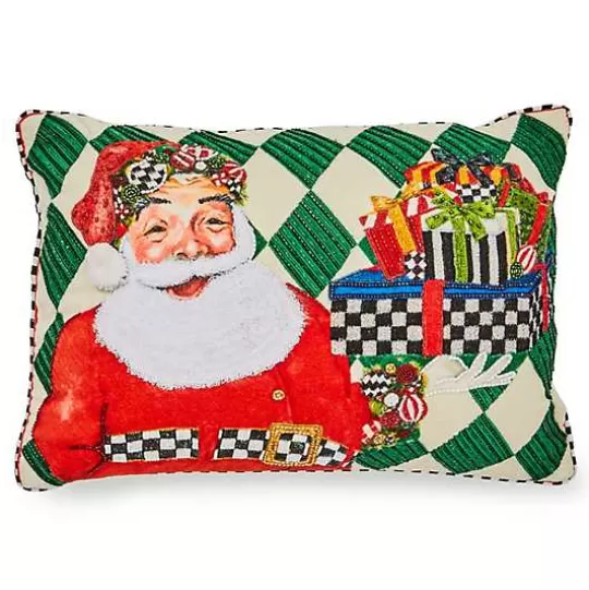 Shop MacKenzie-Childs Jolly Holiday Santa with Packages Beaded Lumbar Pillow