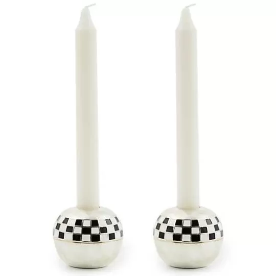 Fashion MacKenzie-Childs Large Sphere Check Candle Holders, Set of 2