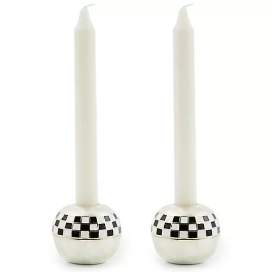 Fashion MacKenzie-Childs Large Sphere Check Candle Holders, Set of 2