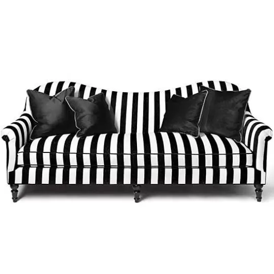 Store MacKenzie-Childs Marquee Black Stripe Chenille Sofa