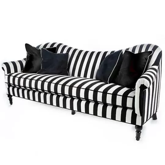 Store MacKenzie-Childs Marquee Black Stripe Chenille Sofa