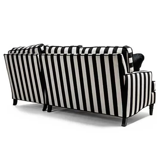 Discount MacKenzie-Childs Marquee Black Stripe 2-Piece Right Arm Chaise Sectional