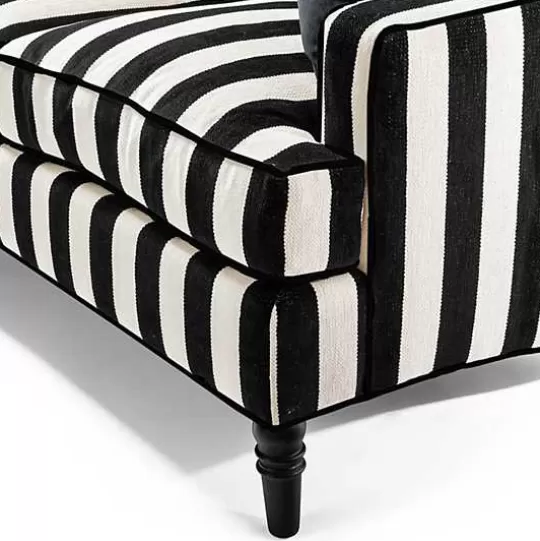 Discount MacKenzie-Childs Marquee Black Stripe 2-Piece Right Arm Chaise Sectional
