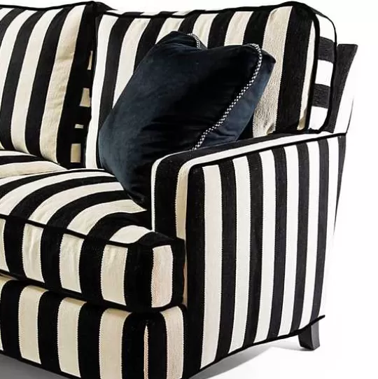 Discount MacKenzie-Childs Marquee Black Stripe 2-Piece Right Arm Chaise Sectional