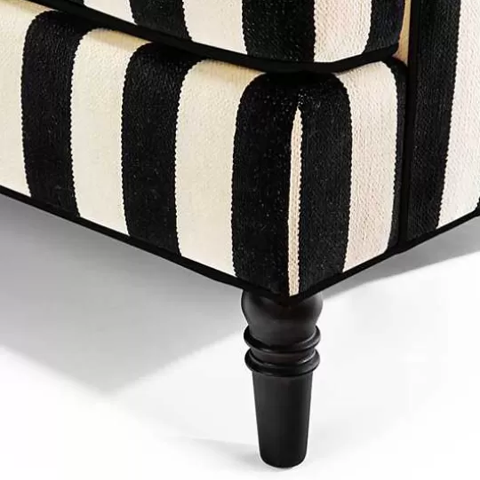 Discount MacKenzie-Childs Marquee Black Stripe 2-Piece Right Arm Chaise Sectional