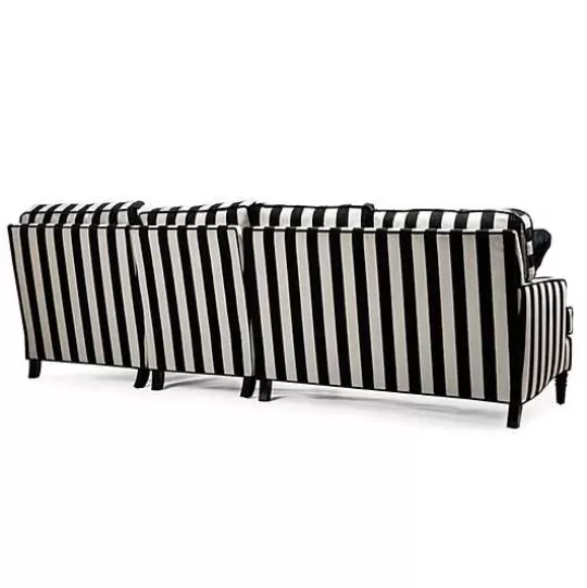 Discount MacKenzie-Childs Marquee Black Stripe 2-Piece Right Arm Chaise Sectional