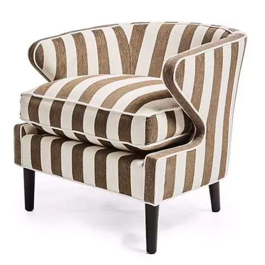 Best MacKenzie-Childs Marquee Brown Stripe Chenille Accent Chair