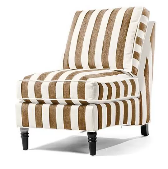 Best MacKenzie-Childs Marquee Brown Stripe Chenille Armless Chair